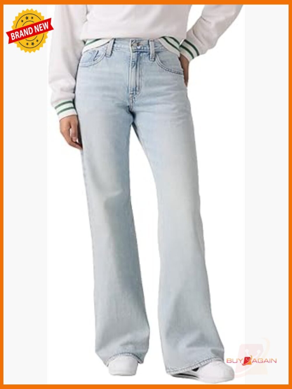 Loose Bootcut Jeans, Mid Rise, 31" Inseam, Cotton Zip-Fly